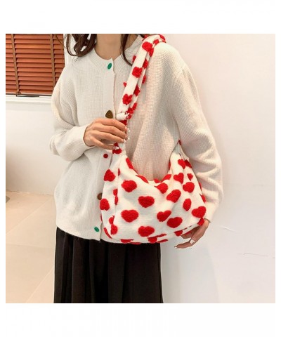 Fluffy Tote Bag for Women Girl Y2K Furry Flower Heart Plush Underarm Bag Autumn Winter Cute Fuzzy Shoulder Bag D-red $10.78 T...