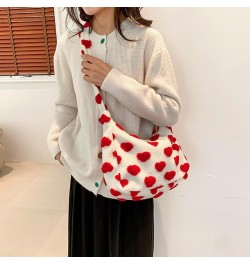 Fluffy Tote Bag for Women Girl Y2K Furry Flower Heart Plush Underarm Bag Autumn Winter Cute Fuzzy Shoulder Bag D-red $10.78 T...