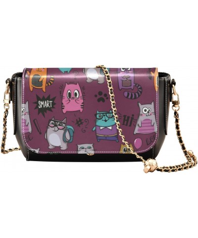 Cartoon Cats Medium Crossbody Bags Women Over The Shoulder Purse with Credit Card Slots Small Purse $23.59 Crossbody Bags