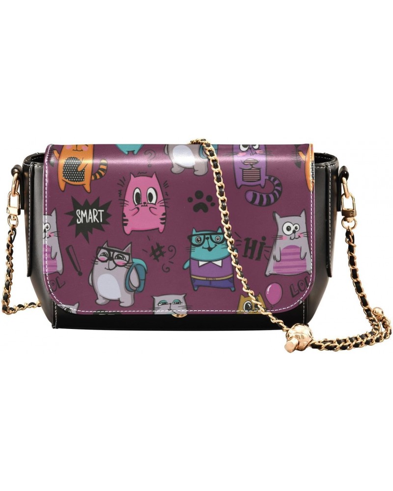 Cartoon Cats Medium Crossbody Bags Women Over The Shoulder Purse with Credit Card Slots Small Purse $23.59 Crossbody Bags