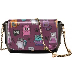 Cartoon Cats Medium Crossbody Bags Women Over The Shoulder Purse with Credit Card Slots Small Purse $23.59 Crossbody Bags