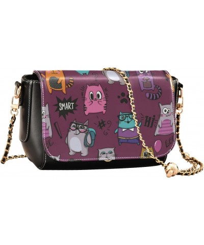 Cartoon Cats Medium Crossbody Bags Women Over The Shoulder Purse with Credit Card Slots Small Purse $23.59 Crossbody Bags