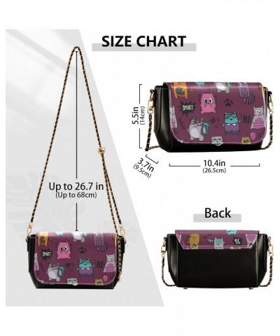 Cartoon Cats Medium Crossbody Bags Women Over The Shoulder Purse with Credit Card Slots Small Purse $23.59 Crossbody Bags