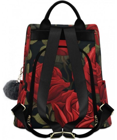 Elegant Red Rose Leaves Backpack Purse for Women Travel Casual Daypack College Bookbag Work Business Ladies Shoulder Bag $23....