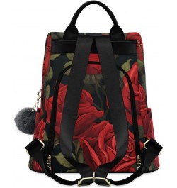 Elegant Red Rose Leaves Backpack Purse for Women Travel Casual Daypack College Bookbag Work Business Ladies Shoulder Bag $23....