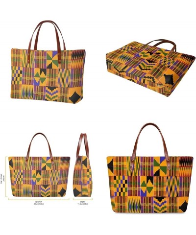 2 Pcs Hand bags Purses, Women Top Handle Bag Satchel Shoulder Bag, Large Tote Handbag with PU Wallet 0-african Style-yellow $...