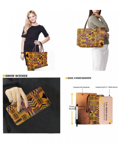 2 Pcs Hand bags Purses, Women Top Handle Bag Satchel Shoulder Bag, Large Tote Handbag with PU Wallet 0-african Style-yellow $...