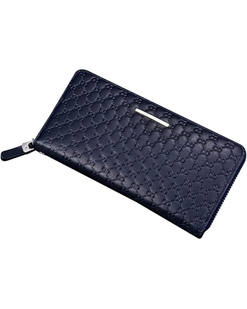 Men's Long Clutch Korean Embossed Woven Pattern Long Portable Zipper Wallet (Color : Black) Blue $30.67 Wallets