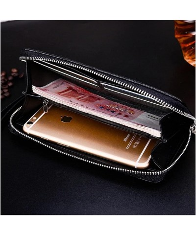 Men's Long Clutch Korean Embossed Woven Pattern Long Portable Zipper Wallet (Color : Black) Blue $30.67 Wallets