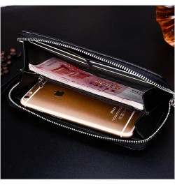 Men's Long Clutch Korean Embossed Woven Pattern Long Portable Zipper Wallet (Color : Black) Blue $30.67 Wallets