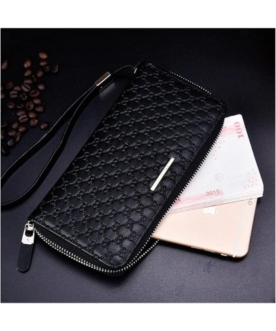 Men's Long Clutch Korean Embossed Woven Pattern Long Portable Zipper Wallet (Color : Black) Blue $30.67 Wallets