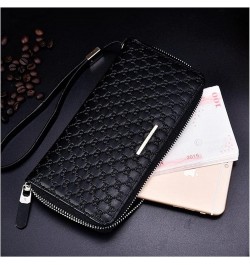 Men's Long Clutch Korean Embossed Woven Pattern Long Portable Zipper Wallet (Color : Black) Blue $30.67 Wallets