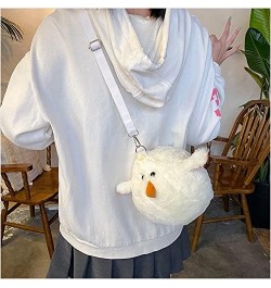 Cute White chick Crossbody bag 3D Cute plush Shoulder Bag Circle Circular Bags Wallet Purse Bag For Womens $11.59 Shoulder Bags