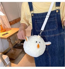 Cute White chick Crossbody bag 3D Cute plush Shoulder Bag Circle Circular Bags Wallet Purse Bag For Womens $11.59 Shoulder Bags