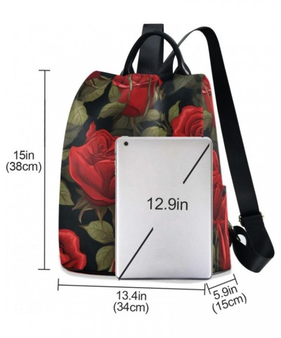 Elegant Red Rose Leaves Backpack Purse for Women Travel Casual Daypack College Bookbag Work Business Ladies Shoulder Bag $23....