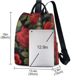 Elegant Red Rose Leaves Backpack Purse for Women Travel Casual Daypack College Bookbag Work Business Ladies Shoulder Bag $23....