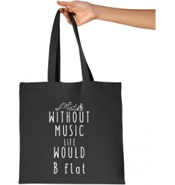 Gift for Musicians Without Music Life Would Be Flat Sarcasm Motivational Inspirational Navy Black Multicolor Canvas Tote Bag ...