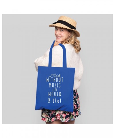 Gift for Musicians Without Music Life Would Be Flat Sarcasm Motivational Inspirational Navy Black Multicolor Canvas Tote Bag ...