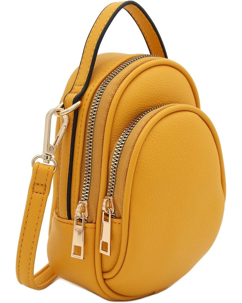 Two Compartment Mini Oval PU Leather Crossbody Bag Mustard $13.28 Crossbody Bags