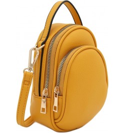 Two Compartment Mini Oval PU Leather Crossbody Bag Mustard $13.28 Crossbody Bags