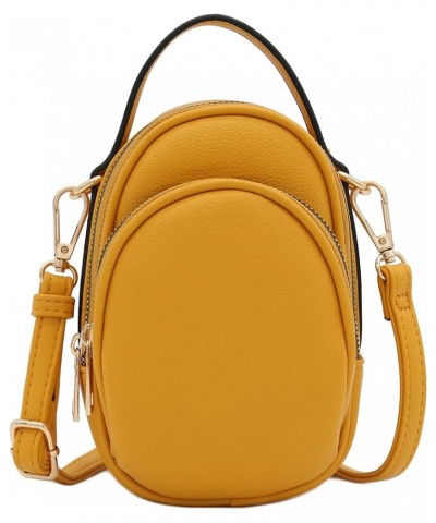 Two Compartment Mini Oval PU Leather Crossbody Bag Mustard $13.28 Crossbody Bags