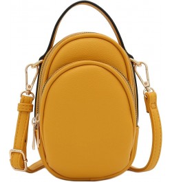 Two Compartment Mini Oval PU Leather Crossbody Bag Mustard $13.28 Crossbody Bags