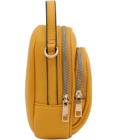 Two Compartment Mini Oval PU Leather Crossbody Bag Mustard $13.28 Crossbody Bags