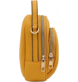 Two Compartment Mini Oval PU Leather Crossbody Bag Mustard $13.28 Crossbody Bags