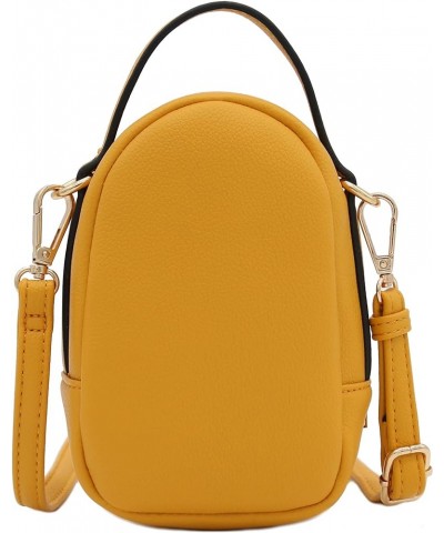 Two Compartment Mini Oval PU Leather Crossbody Bag Mustard $13.28 Crossbody Bags