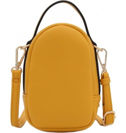 Two Compartment Mini Oval PU Leather Crossbody Bag Mustard $13.28 Crossbody Bags