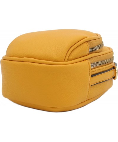 Two Compartment Mini Oval PU Leather Crossbody Bag Mustard $13.28 Crossbody Bags