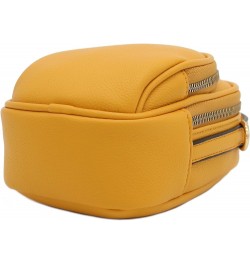 Two Compartment Mini Oval PU Leather Crossbody Bag Mustard $13.28 Crossbody Bags