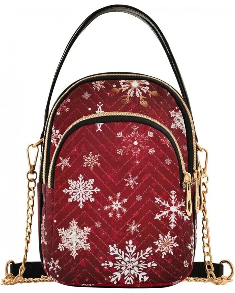 Rabbit and Birds Women's Crossbody Bags Quilted Purse with Chain Phone Purse Handbag Christmas Red Snowflakes $9.32 Crossbody...