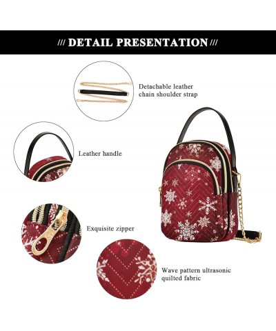 Rabbit and Birds Women's Crossbody Bags Quilted Purse with Chain Phone Purse Handbag Christmas Red Snowflakes $9.32 Crossbody...