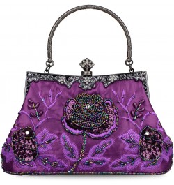 Women's Vintage Style Roses Beaded Sequined Evening Bag Wedding Party Clutch Purse (Purple) $22.38 Evening Bags