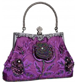 Women's Vintage Style Roses Beaded Sequined Evening Bag Wedding Party Clutch Purse (Purple) $22.38 Evening Bags