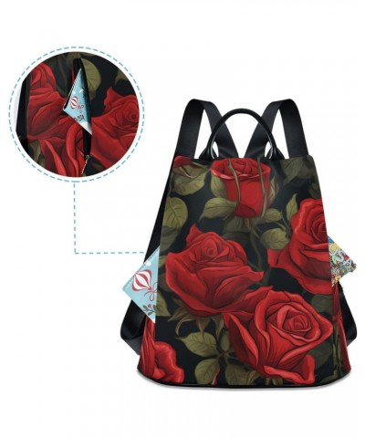 Elegant Red Rose Leaves Backpack Purse for Women Travel Casual Daypack College Bookbag Work Business Ladies Shoulder Bag $23....