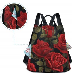 Elegant Red Rose Leaves Backpack Purse for Women Travel Casual Daypack College Bookbag Work Business Ladies Shoulder Bag $23....