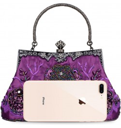 Women's Vintage Style Roses Beaded Sequined Evening Bag Wedding Party Clutch Purse (Purple) $22.38 Evening Bags