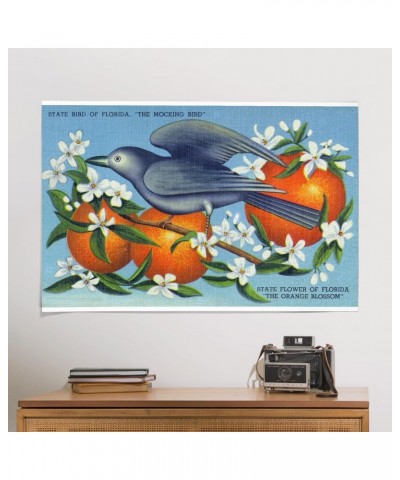 24x36 Inch Giclee Print, Florida, Mockingbird and Orange Blossoms State Bird and Flower $24.50 Totes