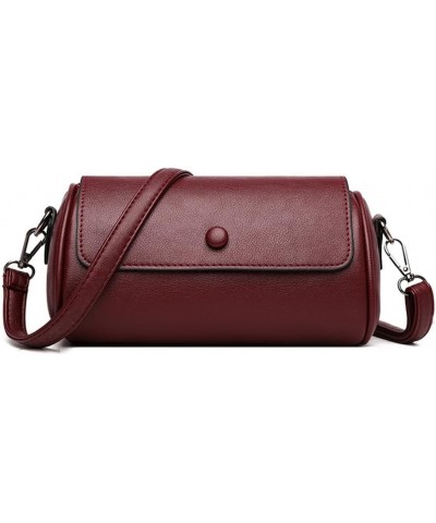 Versatile Crossbody Bag Retro PU Handbag Vintage Shoulder Bag Zipper Closure for Women Burgundy $10.13 Crossbody Bags