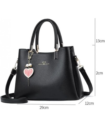 Women's Large-Capacity Pu Leather Shoulder Bag Top Handle Bags Totes Satchel Handbag For Ladies With Love Pendant Purple $20....