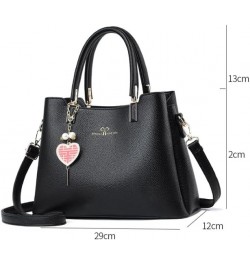 Women's Large-Capacity Pu Leather Shoulder Bag Top Handle Bags Totes Satchel Handbag For Ladies With Love Pendant Purple $20....