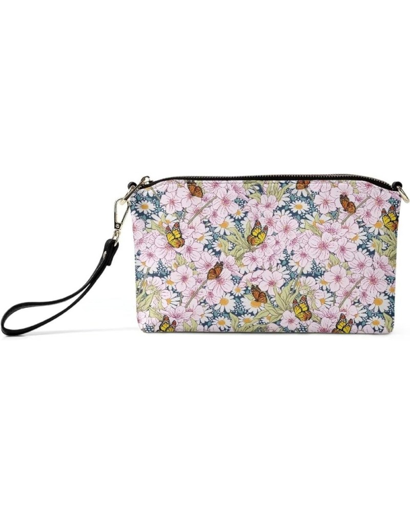 Crossbody Purses for Women Trendy Zipper Wallet Purses Casual Shoulder Bag Flower Butterfly $14.62 Crossbody Bags