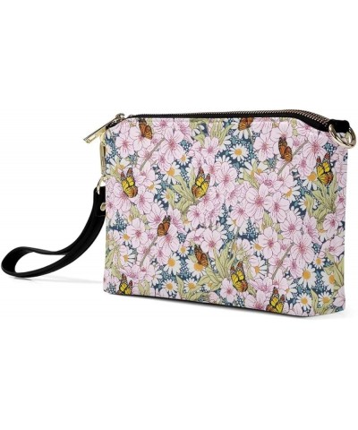 Crossbody Purses for Women Trendy Zipper Wallet Purses Casual Shoulder Bag Flower Butterfly $14.62 Crossbody Bags