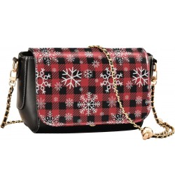 Christmas Crossbody Handbag Buffalo Plaid Snowflake Funny PU Leather Shoulder Bag Sturdy Travel Pouch Compact Chic Bag for Wo...