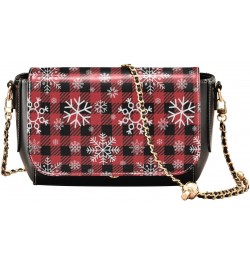 Christmas Crossbody Handbag Buffalo Plaid Snowflake Funny PU Leather Shoulder Bag Sturdy Travel Pouch Compact Chic Bag for Wo...