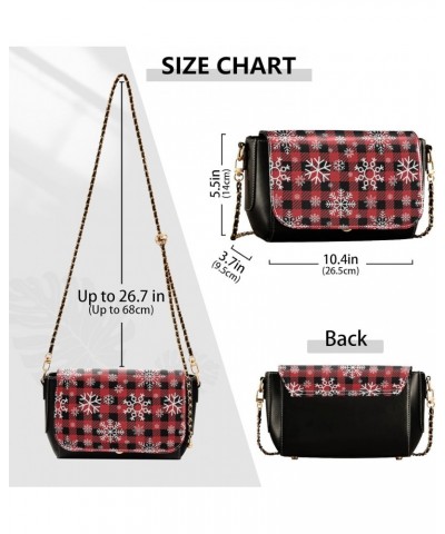 Christmas Crossbody Handbag Buffalo Plaid Snowflake Funny PU Leather Shoulder Bag Sturdy Travel Pouch Compact Chic Bag for Wo...