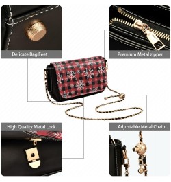 Christmas Crossbody Handbag Buffalo Plaid Snowflake Funny PU Leather Shoulder Bag Sturdy Travel Pouch Compact Chic Bag for Wo...