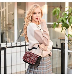 Christmas Crossbody Handbag Buffalo Plaid Snowflake Funny PU Leather Shoulder Bag Sturdy Travel Pouch Compact Chic Bag for Wo...